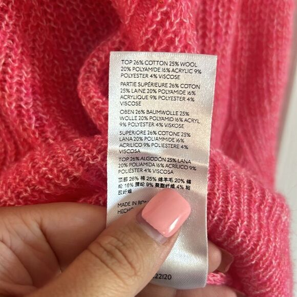 Anthropologie Cable Knit Oversized Cotton Wool Sweater Top Size S - Picture 4 of 5